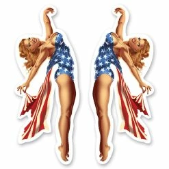 Lethal Threat Designs Lethal Threat Rude & Crude USA Pin Up Girl Mini Decal