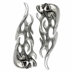 Lethal Threat Designs Lethal Threat Mechanical Skull Flames 3-D Right And Left Emblems