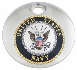 Custom Engraving Ltd. Navy Fuel Door Cover Black/Chrome