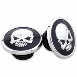 Milwaukee Twins Black And Chrome Skull Gas Cap Set